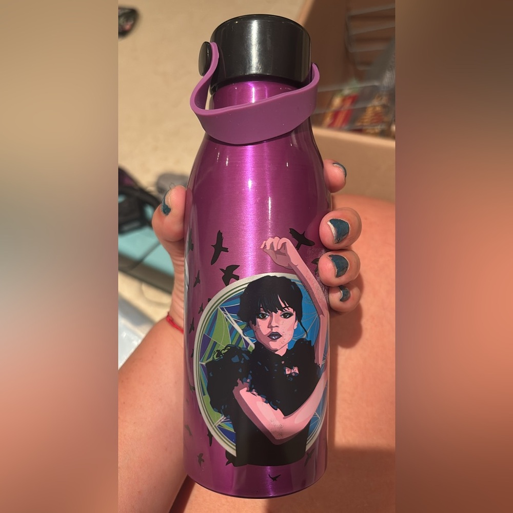 BRAND NEW Wednesday Addams Jenna Ortega Nevermore Academy Purple Tumbler Bottle